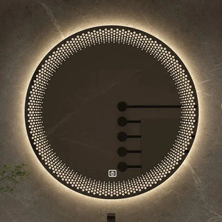LED round adjustable smart bathroom mirror close-up