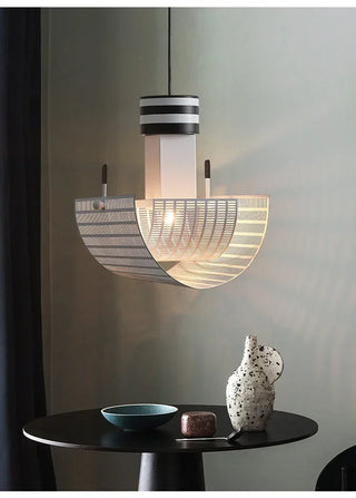 Black White Pendant Lamp – Modern LED Cord Light With Rotary Switch Control
