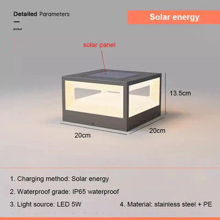 Solar Pillar Lamp – Stainless Steel Outdoor Solar Lighting With Warm White LED