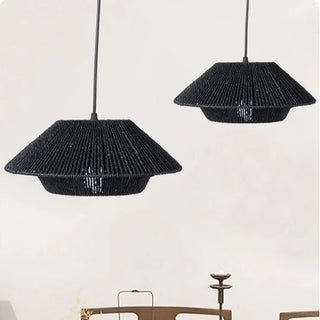 Japanese Pendant Lamp – Handcrafted Braided Metal Shade with Warm Ambient Light