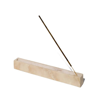 travertine incense holder earthworks handcrafted stone burner minimalist tray front view