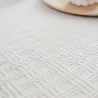 white lace tablecloth knitted cotton eco polyester cross plaid design set view