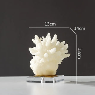 handcrafted resin coral figurine sculpture with crystal accents close-up detail