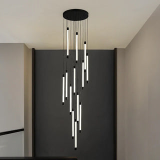 Copper Staircase Chandelier – Polished Copper Lighting with LED Flush Mount for Villas & Hotels