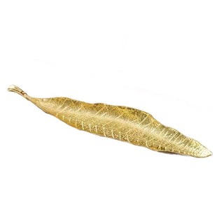 leaf incense holder earthworks handcrafted copper tray gold finish sticks front view