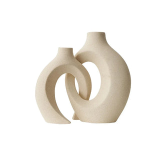 scandinavian double vase set minimalist ceramic porcelain home decor front view