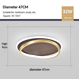 Walnut Wood Ceiling Light – Modern LED Surface Mounted Lamp with Warm Finish