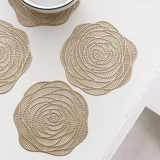heat insulation placemat non slip recycled pvc table protector flower design front view