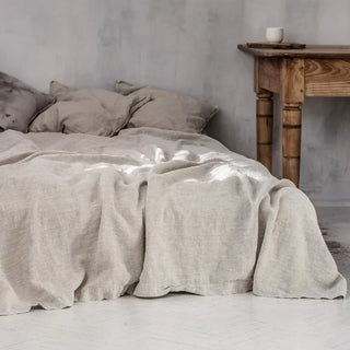 linen bed sheet mikonos stone washed flat sheet cool summer sleep front view