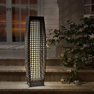 Solar Outdoor Floor Lamp – Wireless Rattan Effect Garden Lantern by Lumavera Lighting