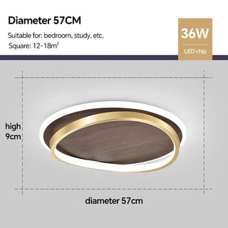 Walnut Wood Ceiling Light – Modern LED Surface Mounted Lamp with Warm Finish