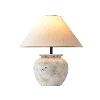 Tuscany elegant beige ceramic table lamp with fabric shade