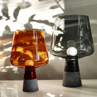 Industrial Bedside Lamp – LED Glass Stone Table Light With Polished Chrome Finish