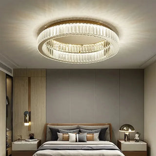 LED Ceiling Light – Modern Gold Finish Crystal Lamp with Adjustable Warm Ambient Lighting
