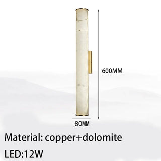 Marble Wall Light – Copper Wall Sconce with Integrated LED and Brass Bracket Fixture