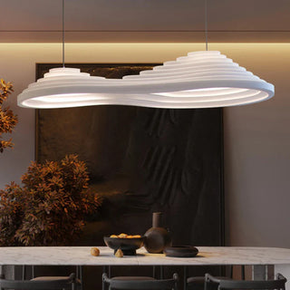 Suspension Moderne – Lampe à Suspension en Résine avec Abat-jour en Acrylique Blanc et Bordure en Fer