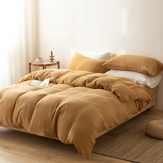 linen duvet cover classic brown european bedding set 500tc fabric set view