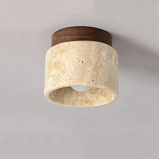 Travertine Ceiling Light – Modern Compact Capsule Lamp with Warm LED Ambiance