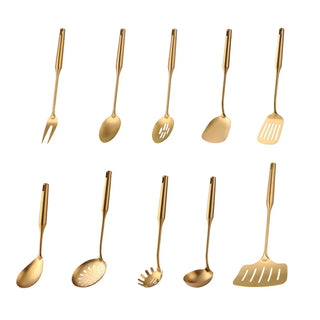 stainless steel cooking set gold eco friendly cookware doha kitchen tools side view