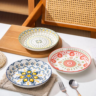 ceramic art plates earthworks handcrafted porcelain dinnerware set elegant european style close-up