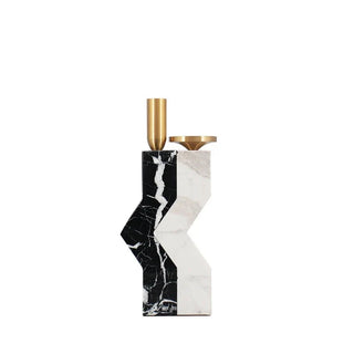 marble candle holder luxury marquina marble holder gold plated stand front view