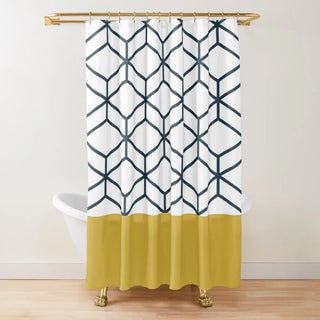 eco-friendly MIMOSA honeycomb polyester waterproof shower curtain front view