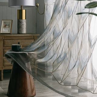 sky blue milos luxury patterned sheer curtain geometric design lifestyle view