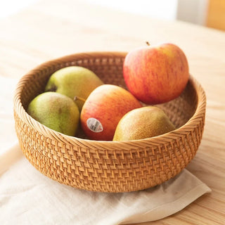 Woven rattan fruit basket