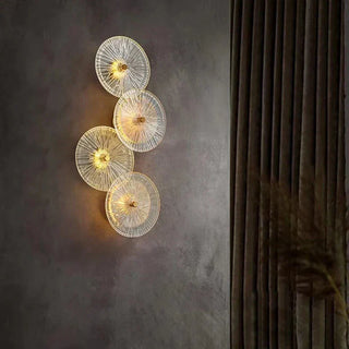 Glass Wall Light – Modern Ribbed Glass Sconce with Integrated LED & Gold Finish