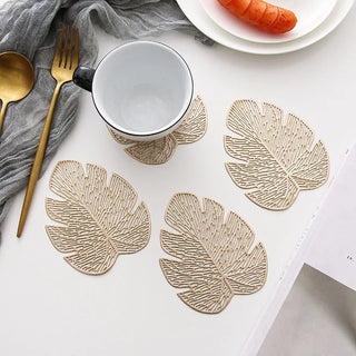 heat insulation placemats leaf design non slip table coasters recycled pvc detail