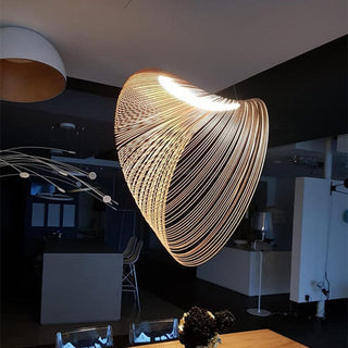 Bamboo Pendant Lamp – Adjustable LED Hand Woven Light for Living Room & Dining