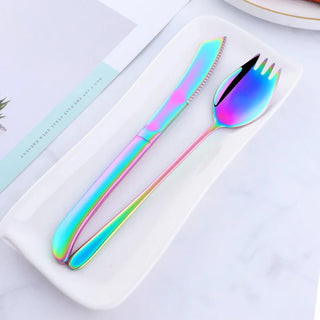 designer cutlery set stainless steel 4 piece spork flatware luxury dining utensils set view