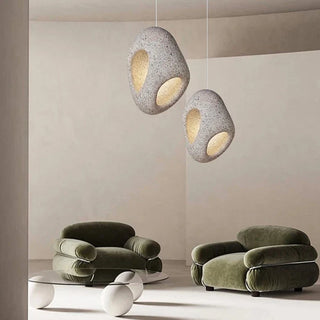 Nordic pendant lamp glowing — adjustable cord hanging light