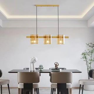 Modern Glass Pendant Light – Square Pendant Light with Clear Glass Shade & Iron Frame