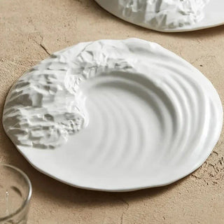 ceramic plate earthworks handcrafted porcelain rocky texture luxury dinnerware set view
