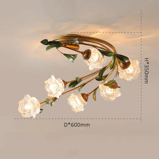 Eliova Ceiling Light – Floral Pattern Glass Metal Lamp | Living Room Lighting Fixture