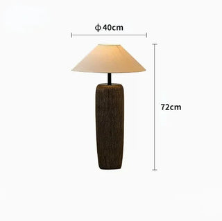 Japanese Ceramic Floor Lamp – Sculpted Base With Beige Fabric Lampshade & Touch Switch
