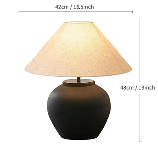 Ceramic Table Lamp – Japanese Style Lamp with Adjustable LED & Remote Control