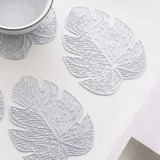 heat insulation placemats leaf design non slip table coasters recycled pvc close-up