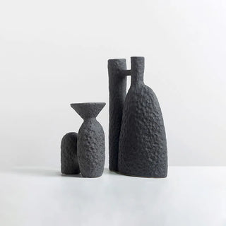 ceramic vase handcrafted italian artisan charcoal black modern minimalist design side view