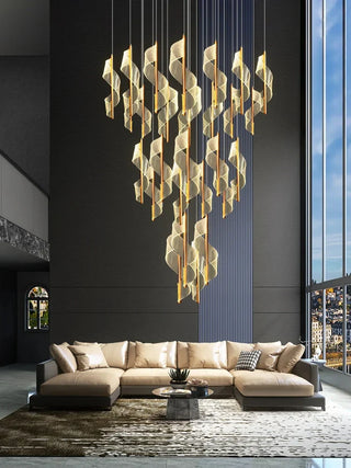 Lustre spirale moderne – Luminaire de luxe en cristal pour villa et salon