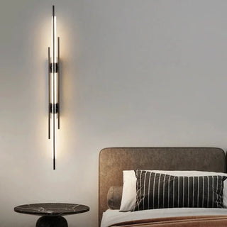 Katana wall sconce close-up — sleek black aluminum LED wall lamp