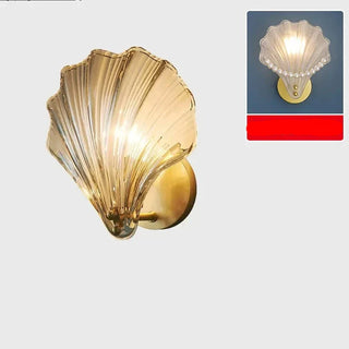 Glass Seashell Wall Sconce – Decorative Lighting With Molded Glass Diffuser & Gold Tone Base