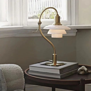 Bauhaus Table Lamp – Modern Glass and Iron Lamp with Soft Ambient Lighting