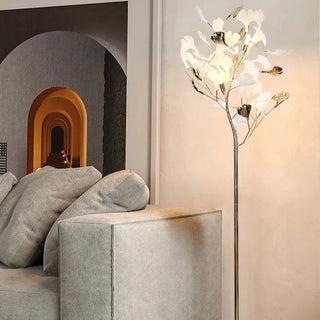 Metal Floor Lamp – Ginkgo Leaf Art Deco Lighting | Durable Plated Iron Lamp