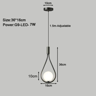 Black Pendant Light – Frosted Glass Bedroom Lamp With Integrated LED