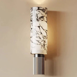 Alabaster Marble Wall Sconce – Luxury Copper Base Integrated LED Lighting