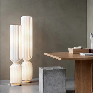 Modern Floor Lamp – White Fabric LED Lighting | Slender Standing Lamp