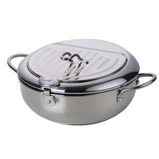 thermometer fryer pot 3.2l stainless steel double layer eco-friendly cooking front view