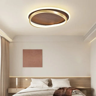 Walnut Wood Ceiling Light – Modern LED Surface Mounted Lamp with Warm Finish